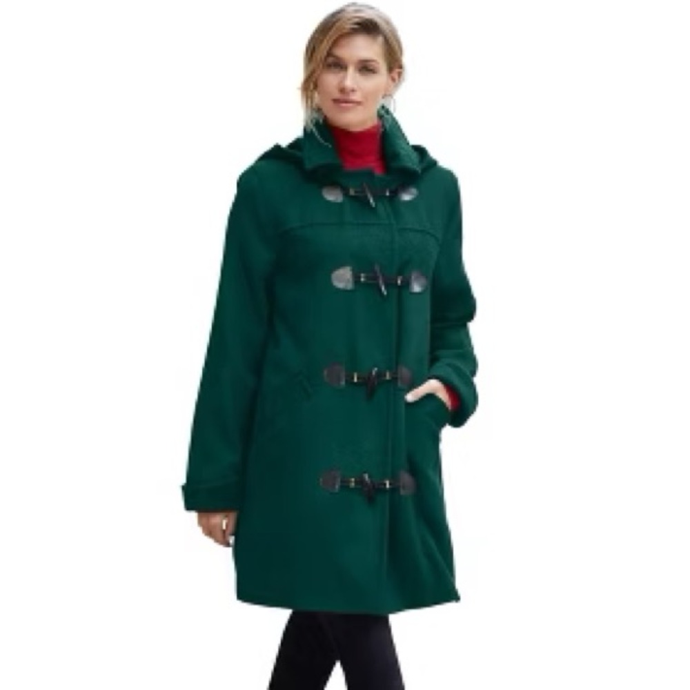 Jessica London Outerwear Hooded Toggle Wool Coat Size 24W
